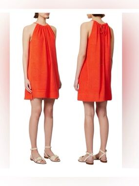 ME+EM Versatile Orange Terry Cloth Braided-Strap Mini Dress for Women Size 6
